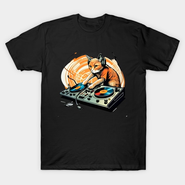 DJ Cat With Headphones - Funny CAT DJ colorful T-Shirt by WilliamHoraceBatezell